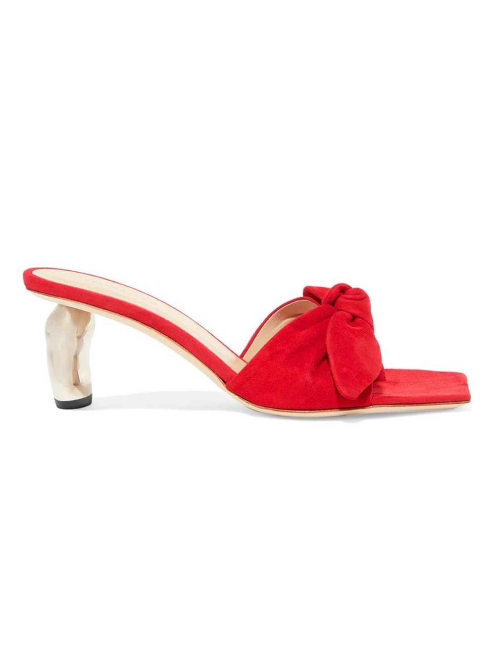 REJINA PYO Lottie red Suede square toe gold kitten heel sandal Sz 6